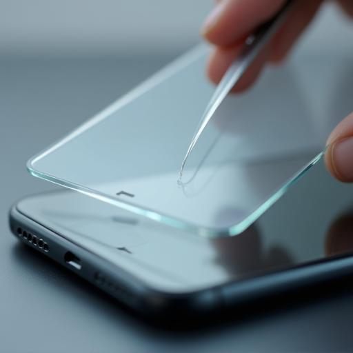 Glass Screen Protector being installed